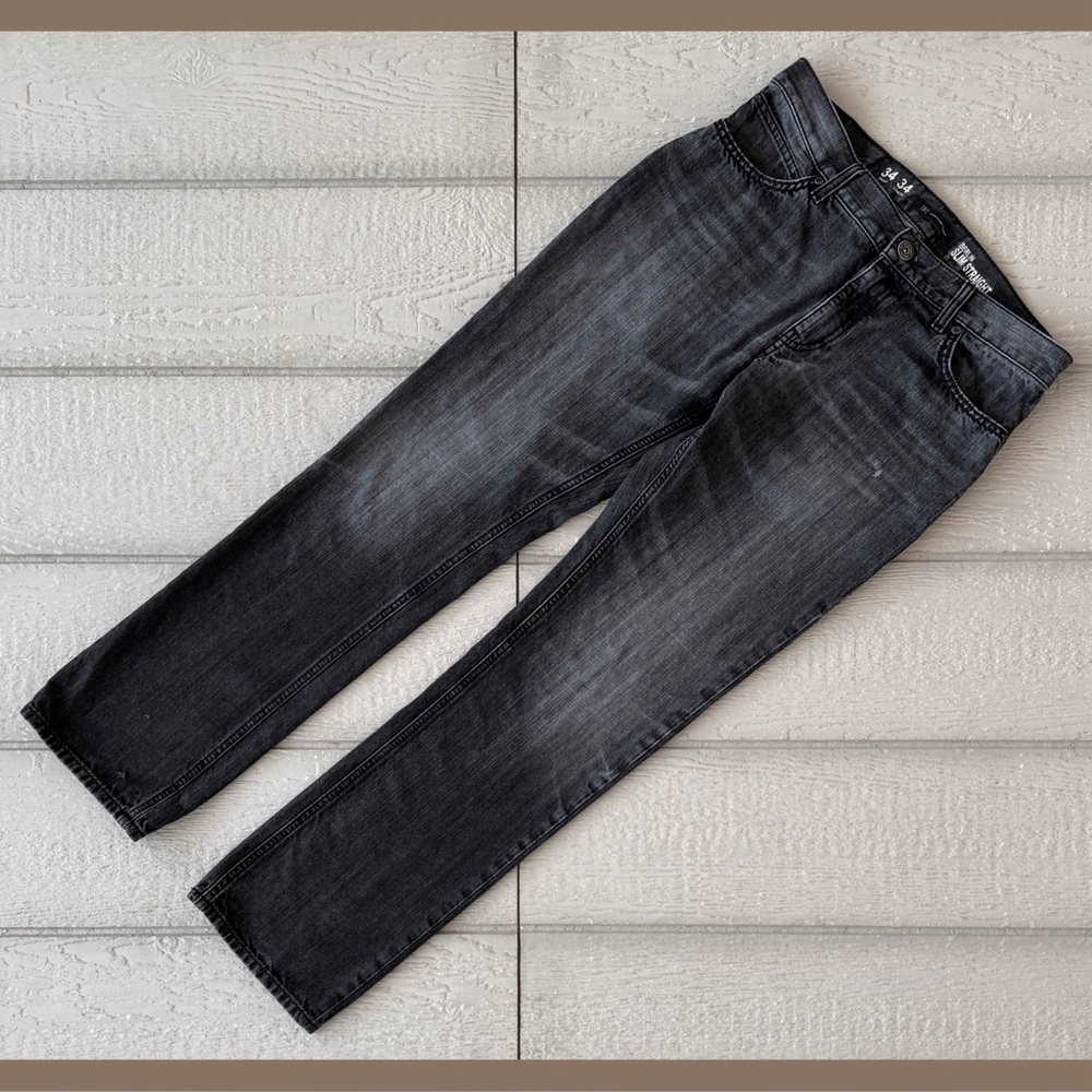 INC International Concepts Slim Straight Black Washed Jeans